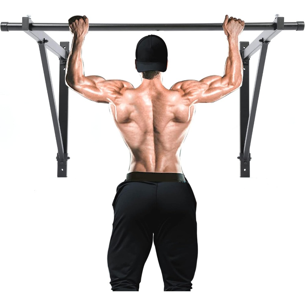 

46" Wall Mounted Pull Up Chin Up Bar Heavy Duty Gym Workout Fitness Home Mount Fitness 500lbs