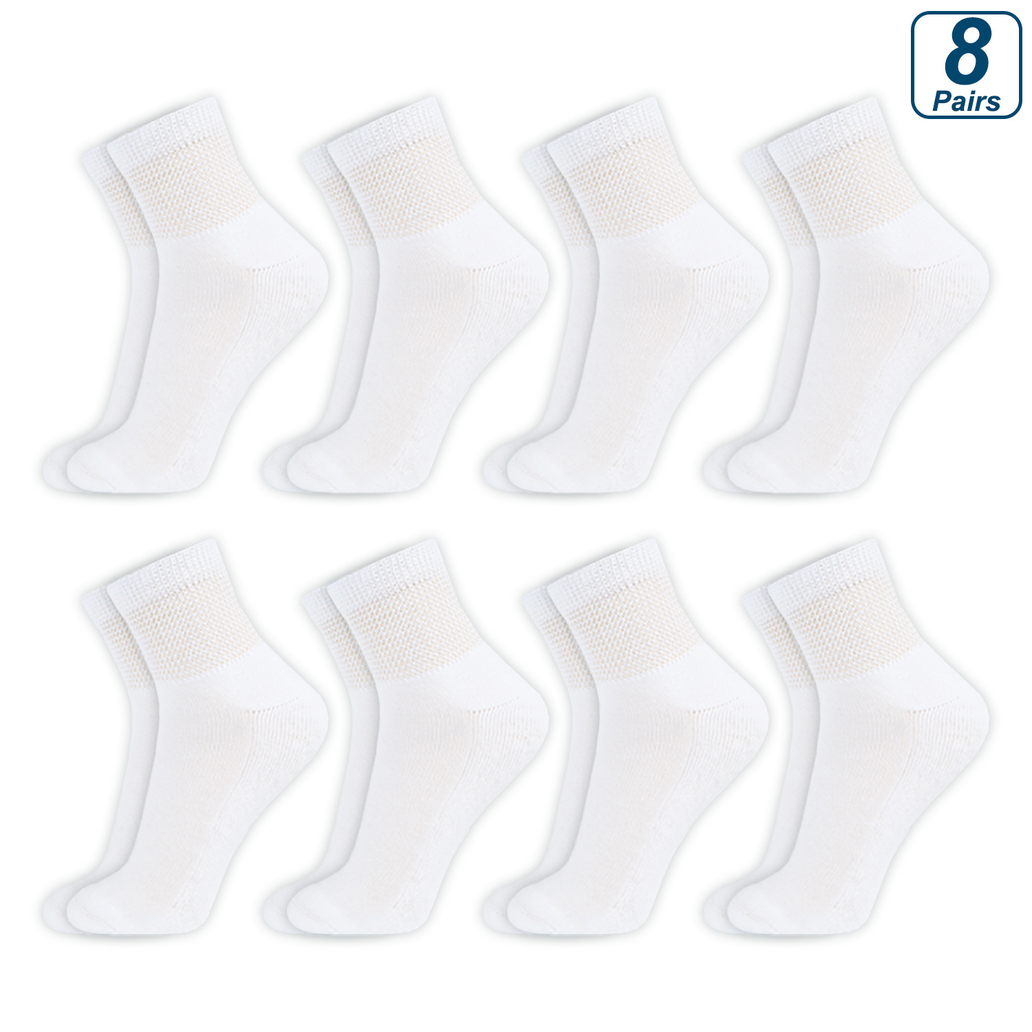 

8 Pairs Diabetic Ankle Socks For Men & Women, Non-binding Loose Top With Cushion Sole And Seamless Toe