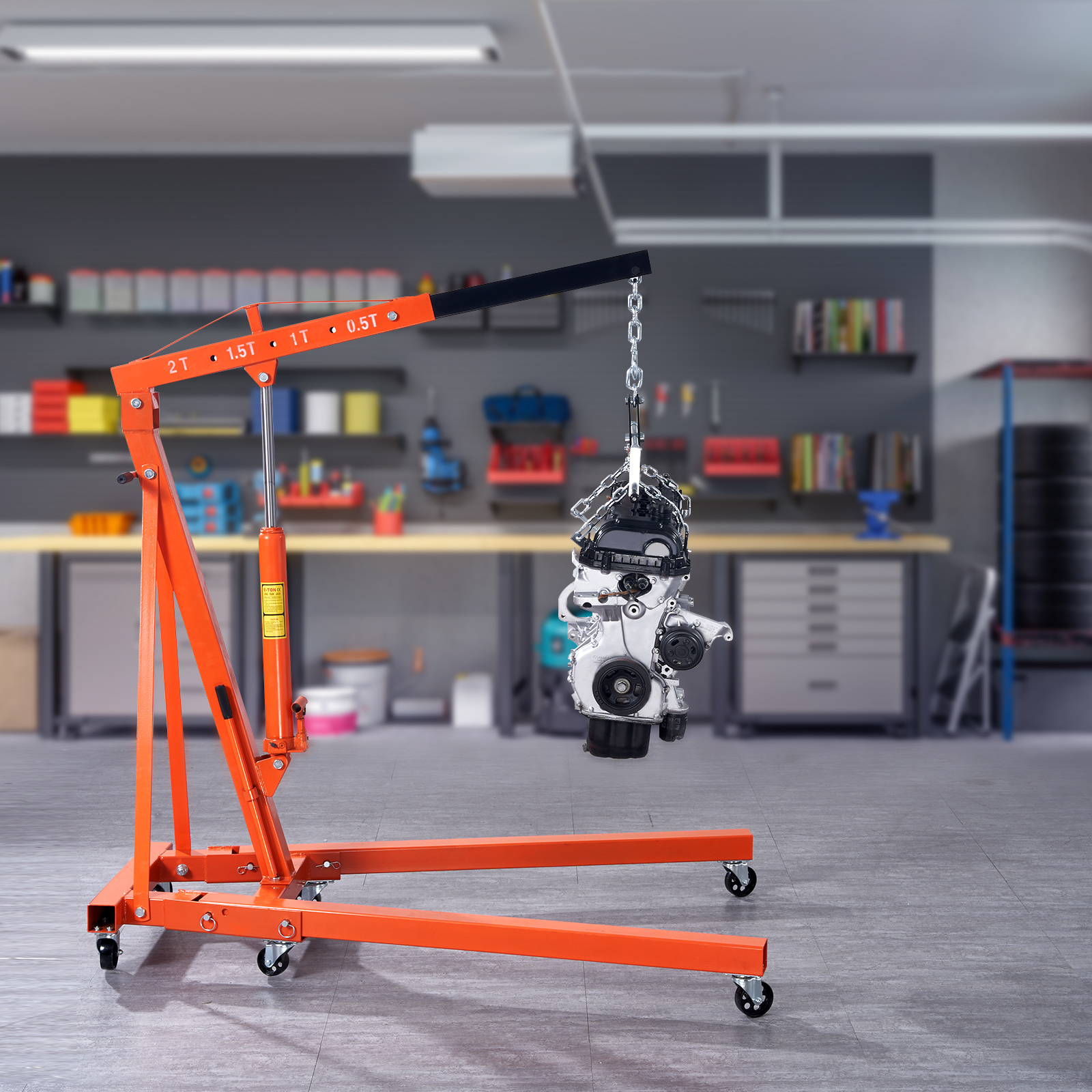 engine hoist with lever   folding     hoist   duty hydraulic engine crane with 6 casters engine hoist lever for engine lifting loading 4400 lbs Product details 6