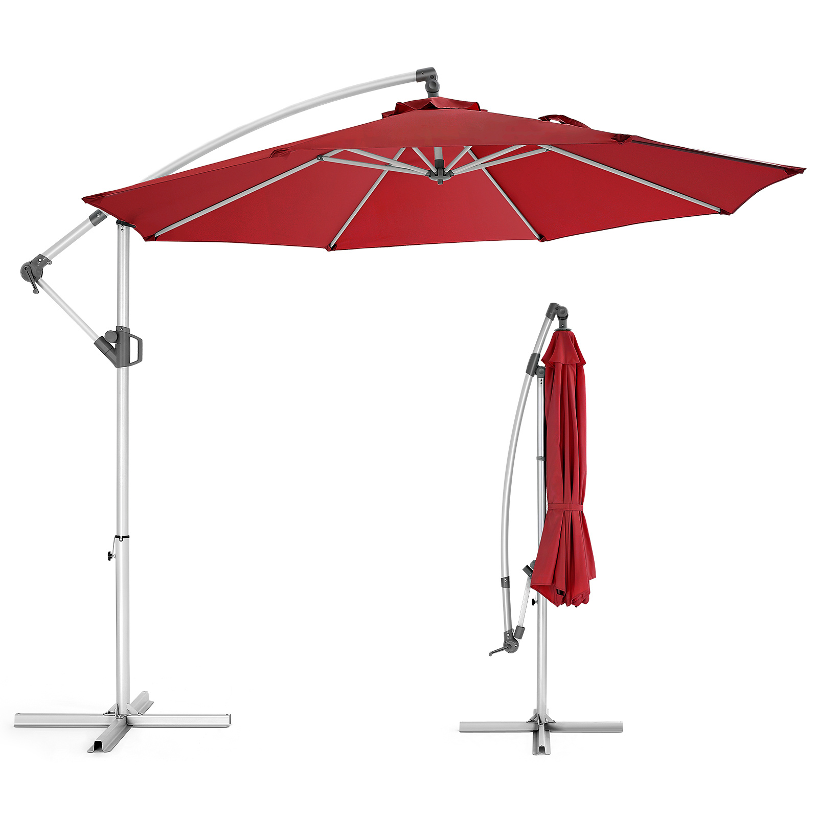 

10ft Offset Patio Umbrella - Hanging Cantilever Outdoor Market Umbrella, 5-year Fade Resistant Upf50 Uv Protection With Easy Tilt Adjustment And Crank (beige)