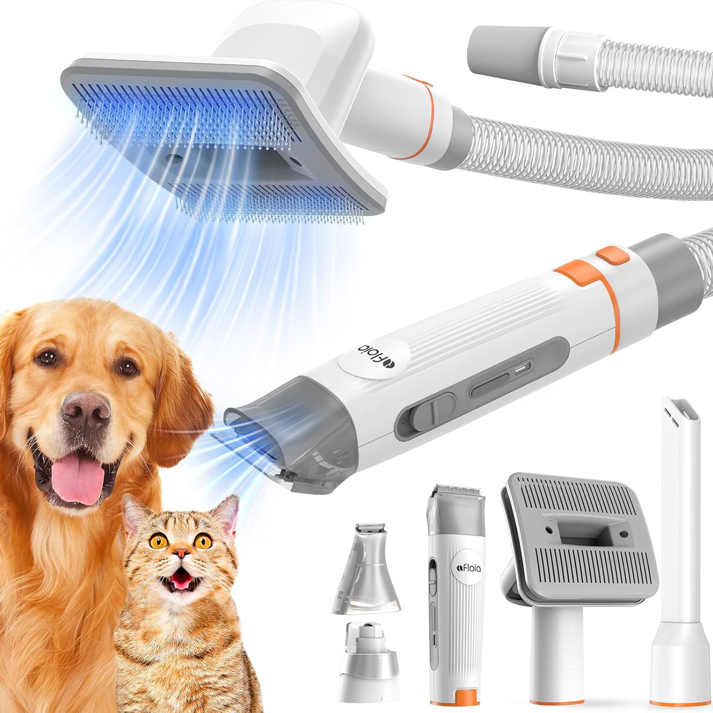

Pet Grooming Vacuum Attachments, Dog Hair Vacuum Groomer, 5 In 1 Dog Grooming Kit With Clippers Nail Grinder Shedding Brush For Vacuum Cleaners Like , Shark, , Eureka, Etc