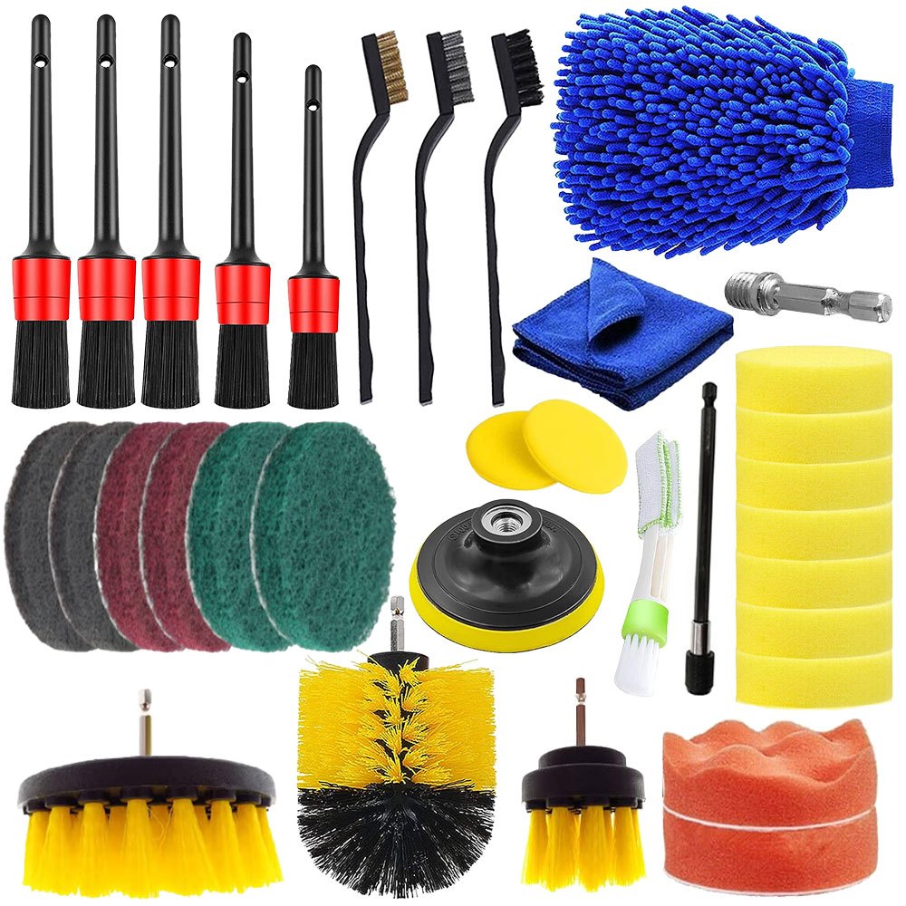 

33pcs Car Cleaning Kit Interior Exterior Auto Detailing Wash Drill Brush Engine