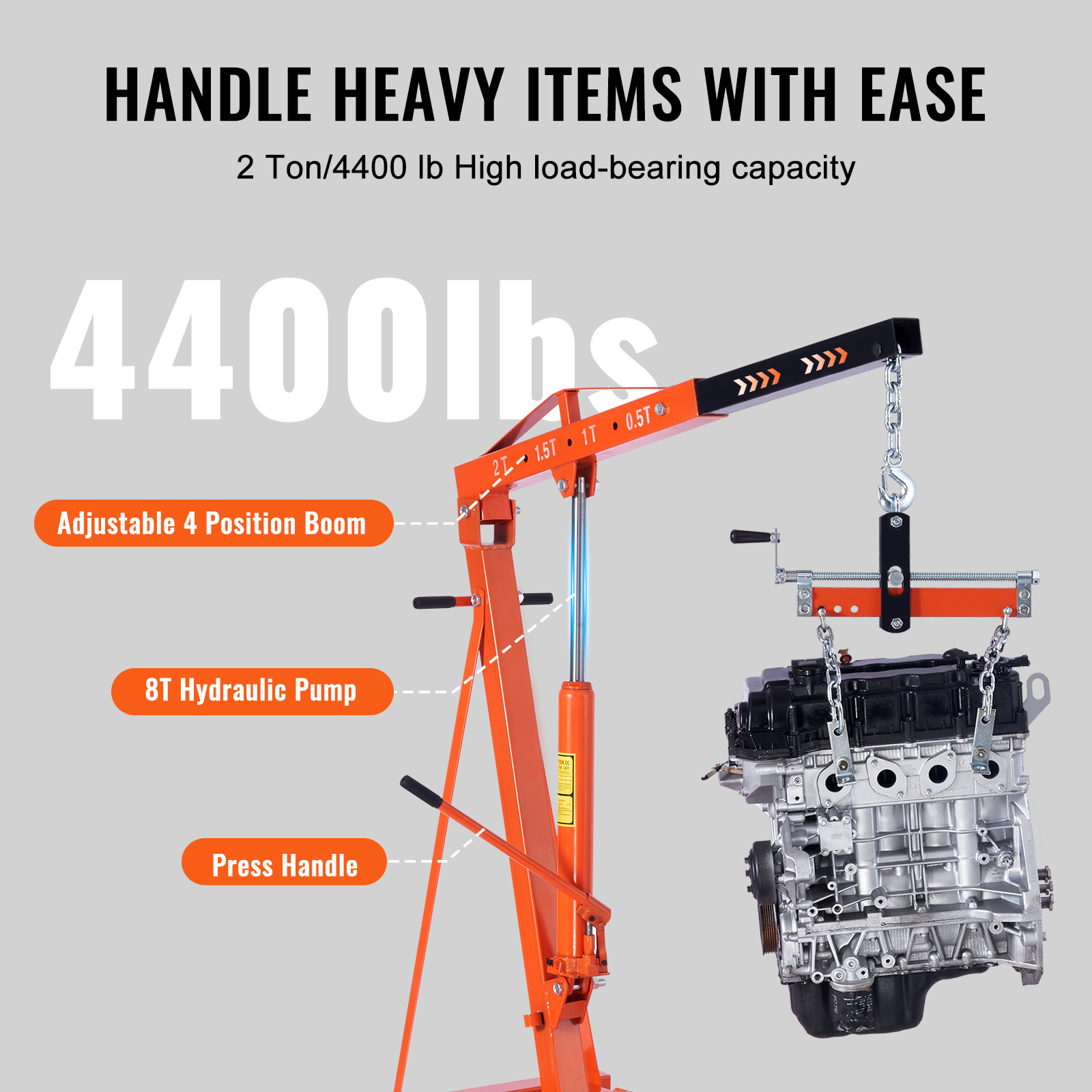 engine hoist with lever   folding     hoist   duty hydraulic engine crane with 6 casters engine hoist lever for engine lifting loading 4400 lbs Product details 0