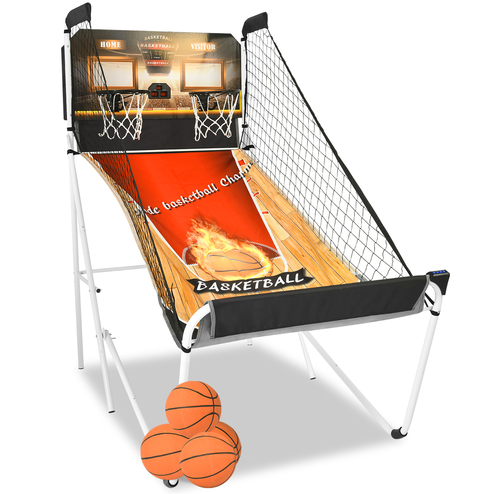 

Folding Basketball Arcade Game, Dual Shot Electronic Basketball Hoop Arcade Game With 8 Game Modes, 4 Balls, 2 Hoops, Air Pump, Lcd Scoreboard, Basketball Game