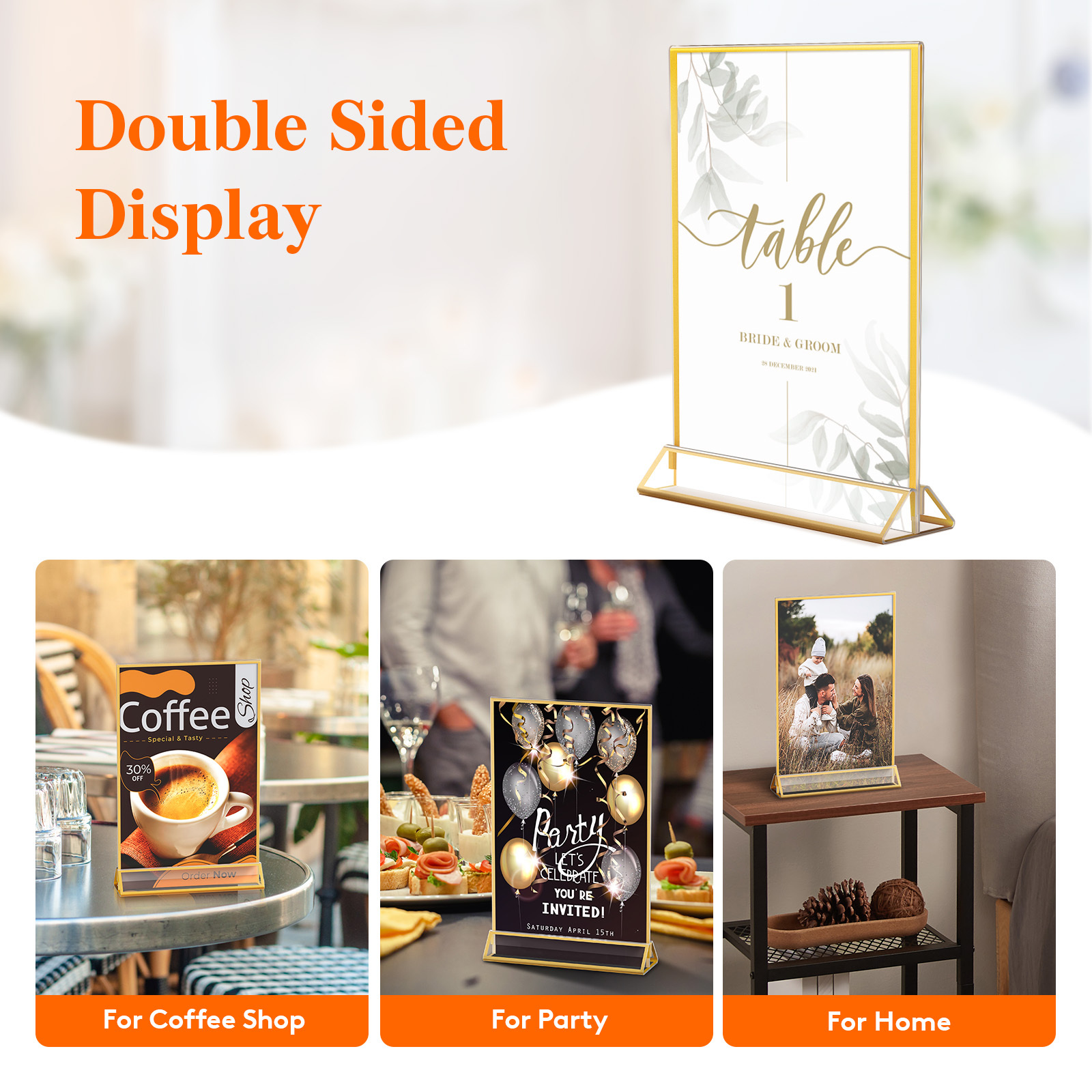 Acrylic Sign Holder 5x7, 6 Pack Double Sided Clear Display