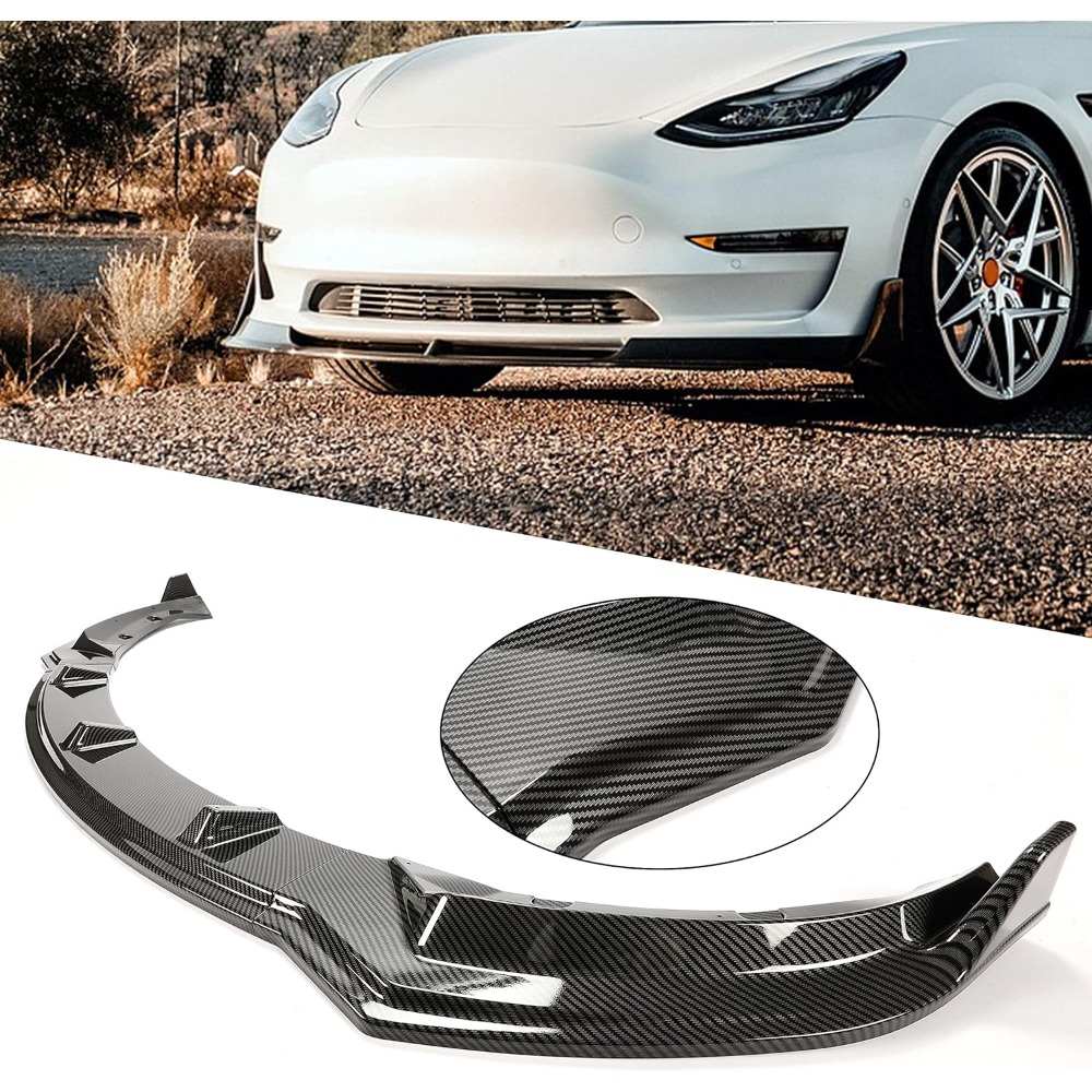 

Front Bumper Lip Kit Compatible With 2017-2023 Model 3 Sedan Body Spoiler Splitter Kit Carbon Fiber Printing 3pcs