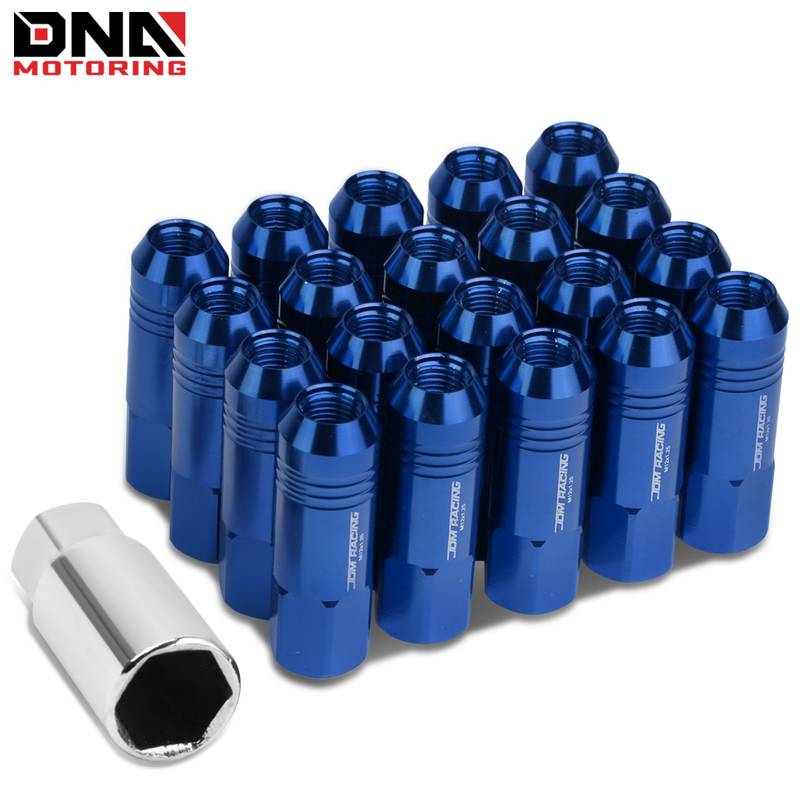 JDM Speed Daddy Black Aluminum Open-End Lug Nuts Set 20pcs M12x1.5 50mm Tall