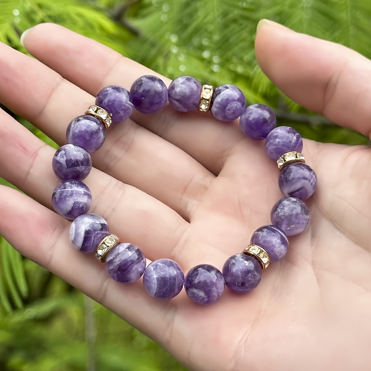 

10mm Natural Amethyst Dreamy Amethyst Beaded Bracelet, Women's Fashion Bracelet, Birthday Gift, Gift For Friends