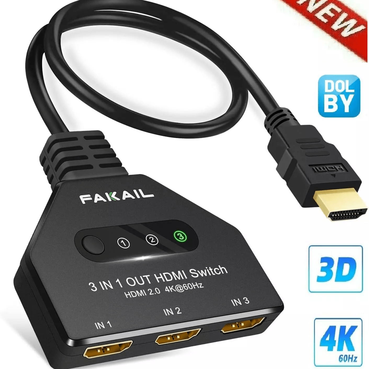 

Upgrade 4k Switch 3 In 1 Out 3 Port For Ps4/5 Firestick