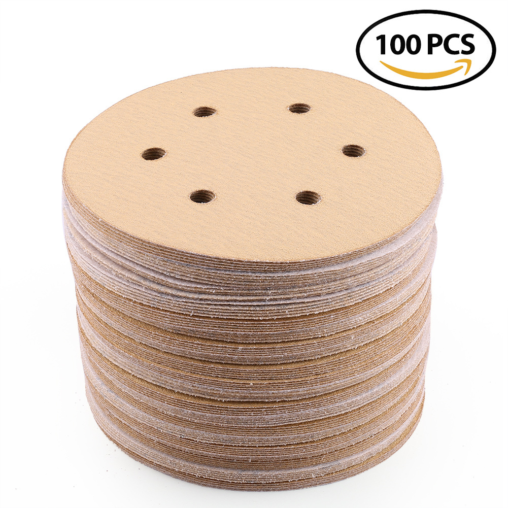 

100pcs 6 Inch 6-hole Hook Loop Sanding Discs 60 80 120 150 180 220 Grit Sandpaper