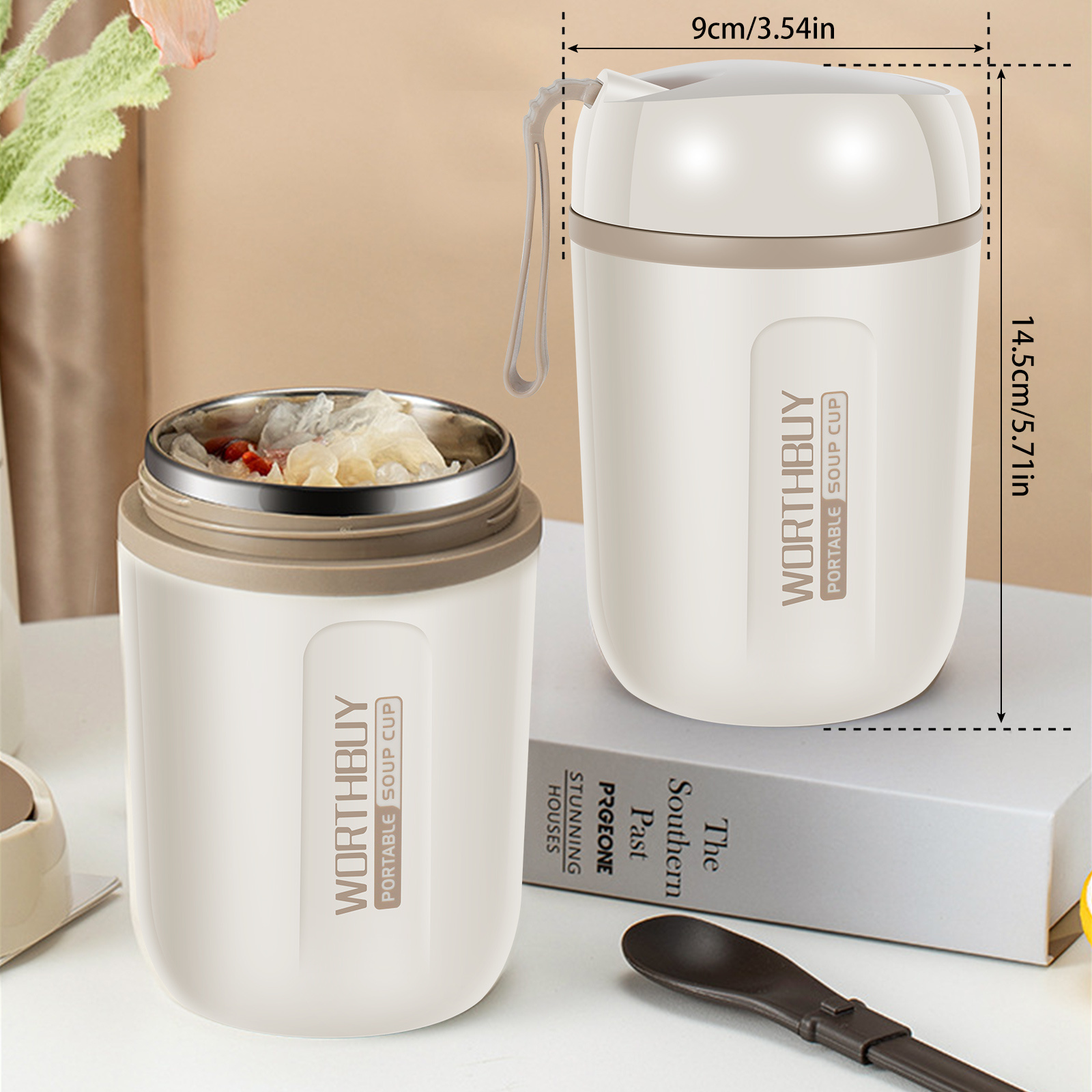 Insulated Food Jar Foldable Spoon Soup Jar Leakproof Hot - Temu