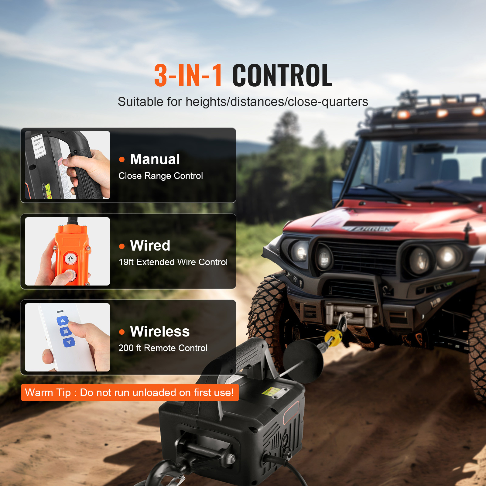 TEMU Vevor 3-in-1 Electric Hoist Winch, 1100lbs 1500w Portable Crane, 120v 22.9 Ft Lifting Height, 13 Ft/min With Manual, Wired And Wireless Remote