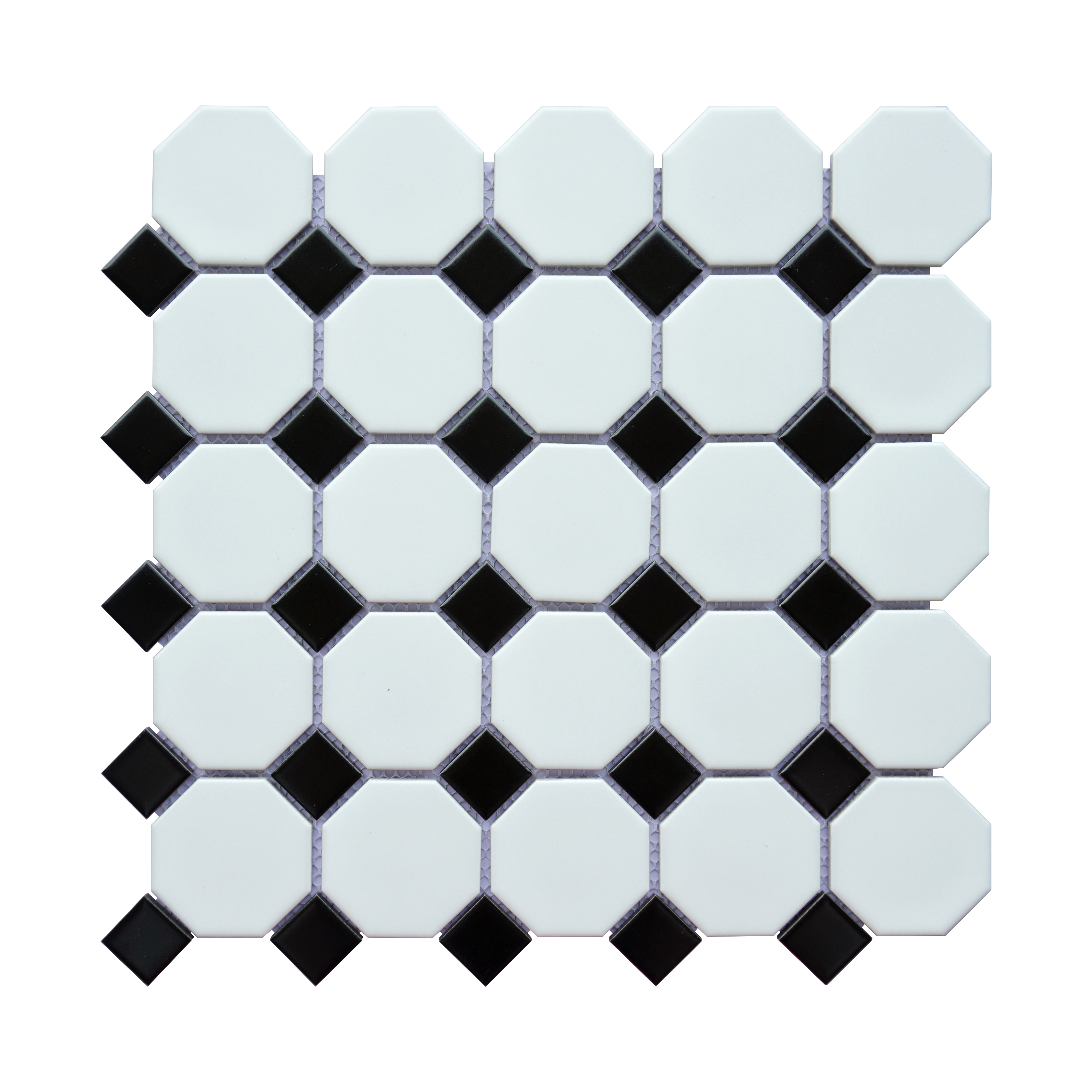 

10-pieces 2" X 2" Porcelain Octagon And Dot Mosaic Tile / Floor Tile / Wall Tile / Kitchen Backsplash / Bathroom Tile / Shower Tile (set Of 10)