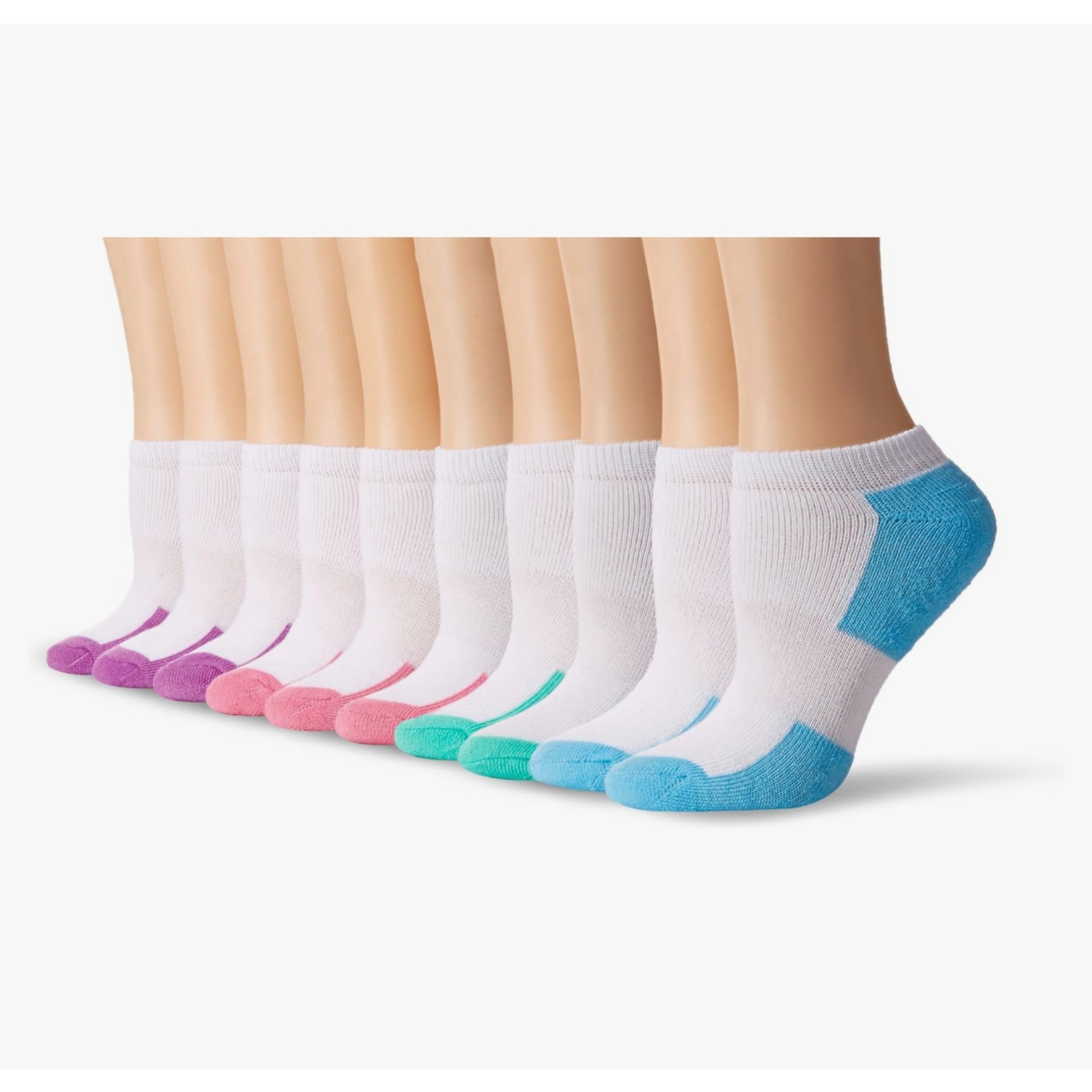 

005 Color Tip Loom Women Everyday Soft Cushioned Ankle Socks 12 Pack