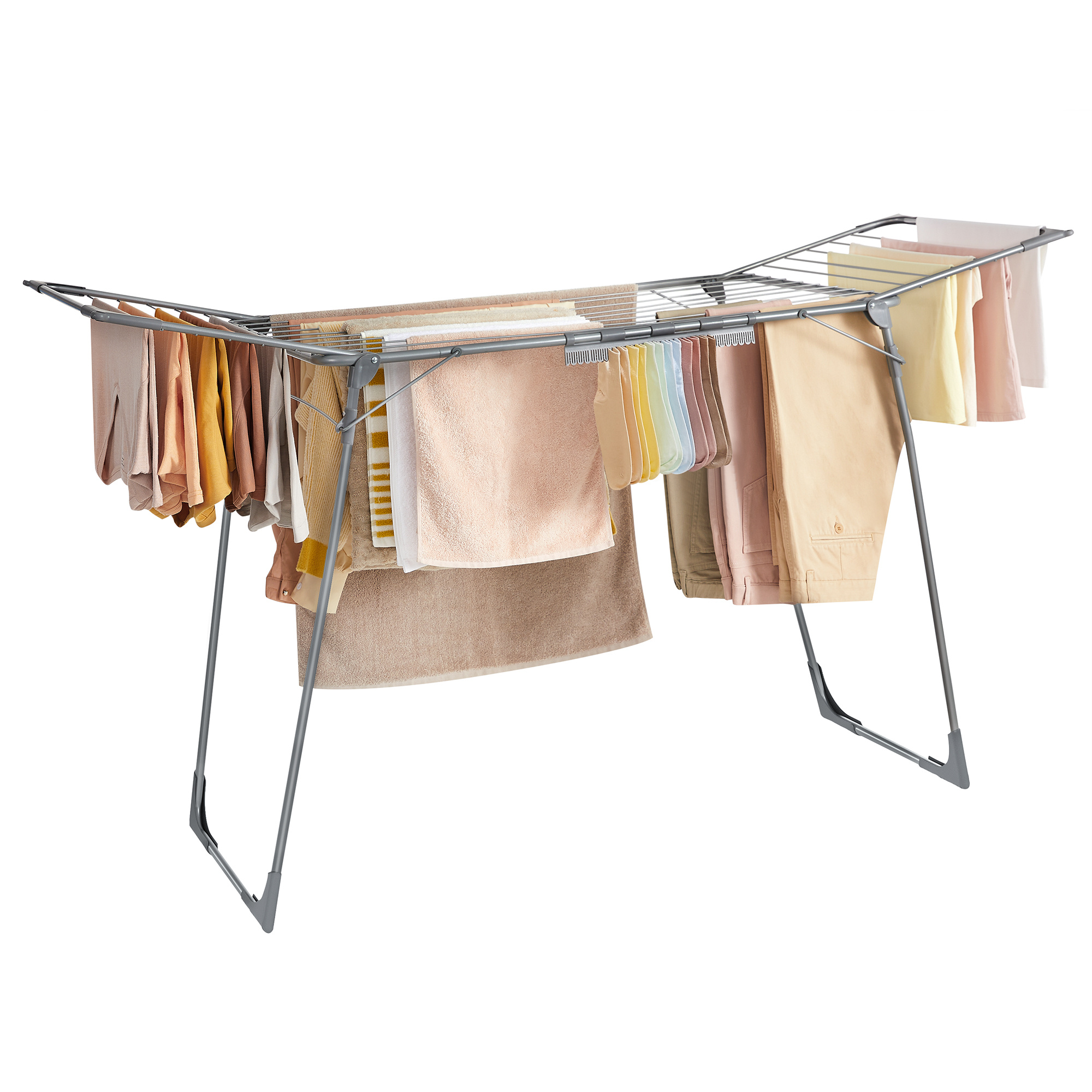 

Songmics Clothes Drying Rack Foldable, Laundry Drying Rack, Space-saving, 22.2 X 68.1 X 38 Inches, Sock Clips, Metal Structure, For Clothes, Towels, Linens, Indoor, Outdoor