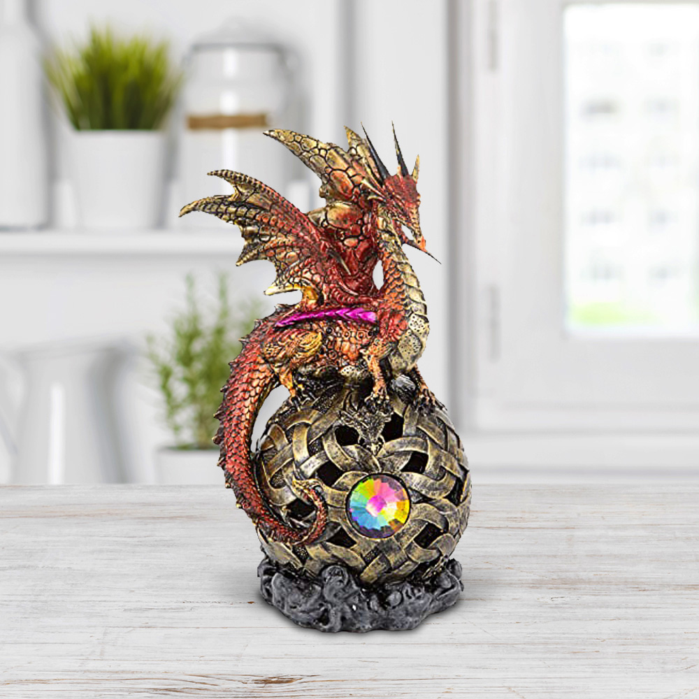 

8"h Red Dragon On Light Up Led Orb Figurines Statue Home/room Decor And Perfect Gift Ideas For House Warming, Holidays And Birthdays Great Collectible Addition