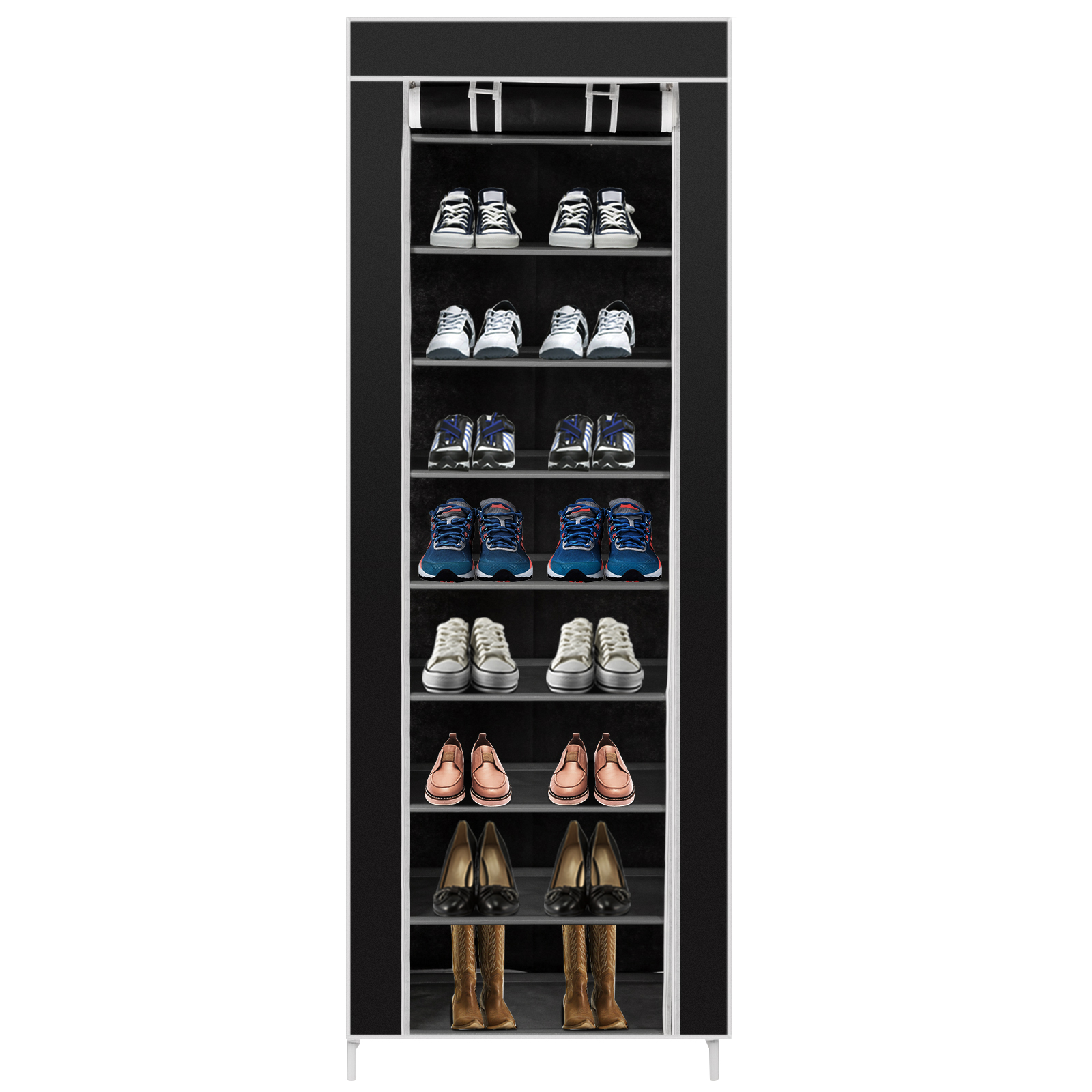 

Room-saving 10-layers 9 Lattices Non-woven Fabric Shoe Rack