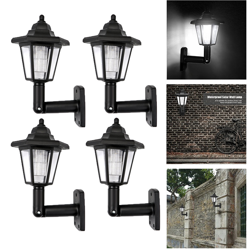 

4 Pcs Hexagonal Small Solar Powered Outdoor Led Wall Sconce Lantern Wall Mounted Security Lights Garden Fence Yard Hexagonal Lamp Garden Decoration ()