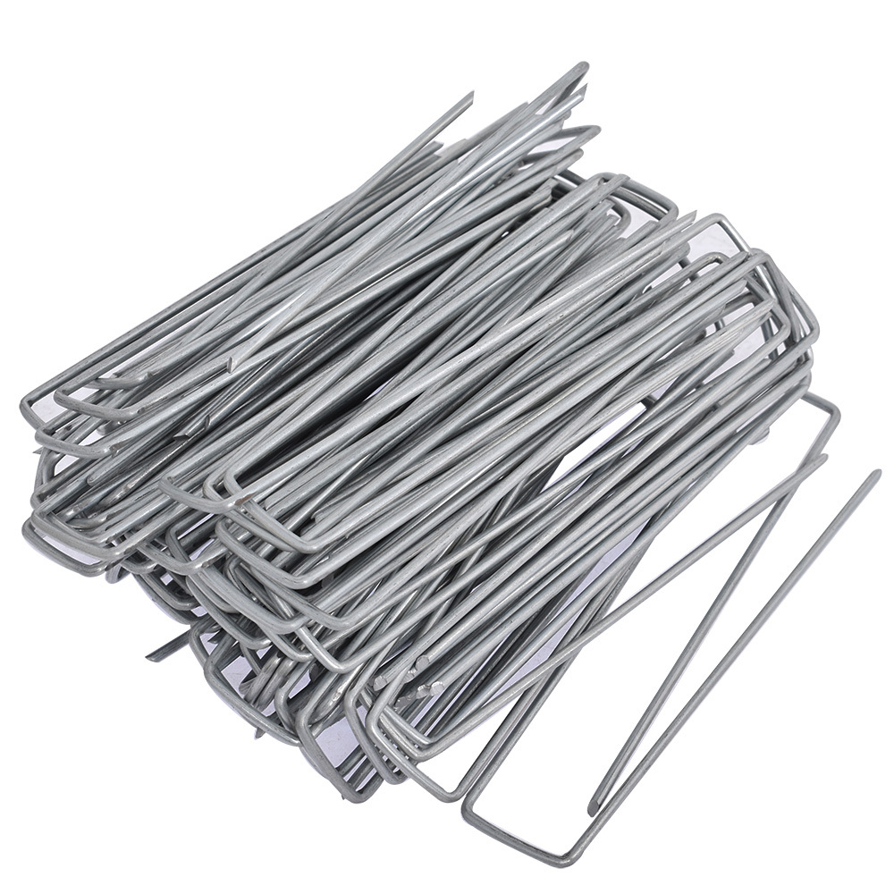 

200 Pack Galvanized Landscape Ground Nails Stakes Pins Spikes Pegs U-shaped 6 11 Gauge Steel Fit For Securing Barrier Fabric Landscape Ground Cover Lawn