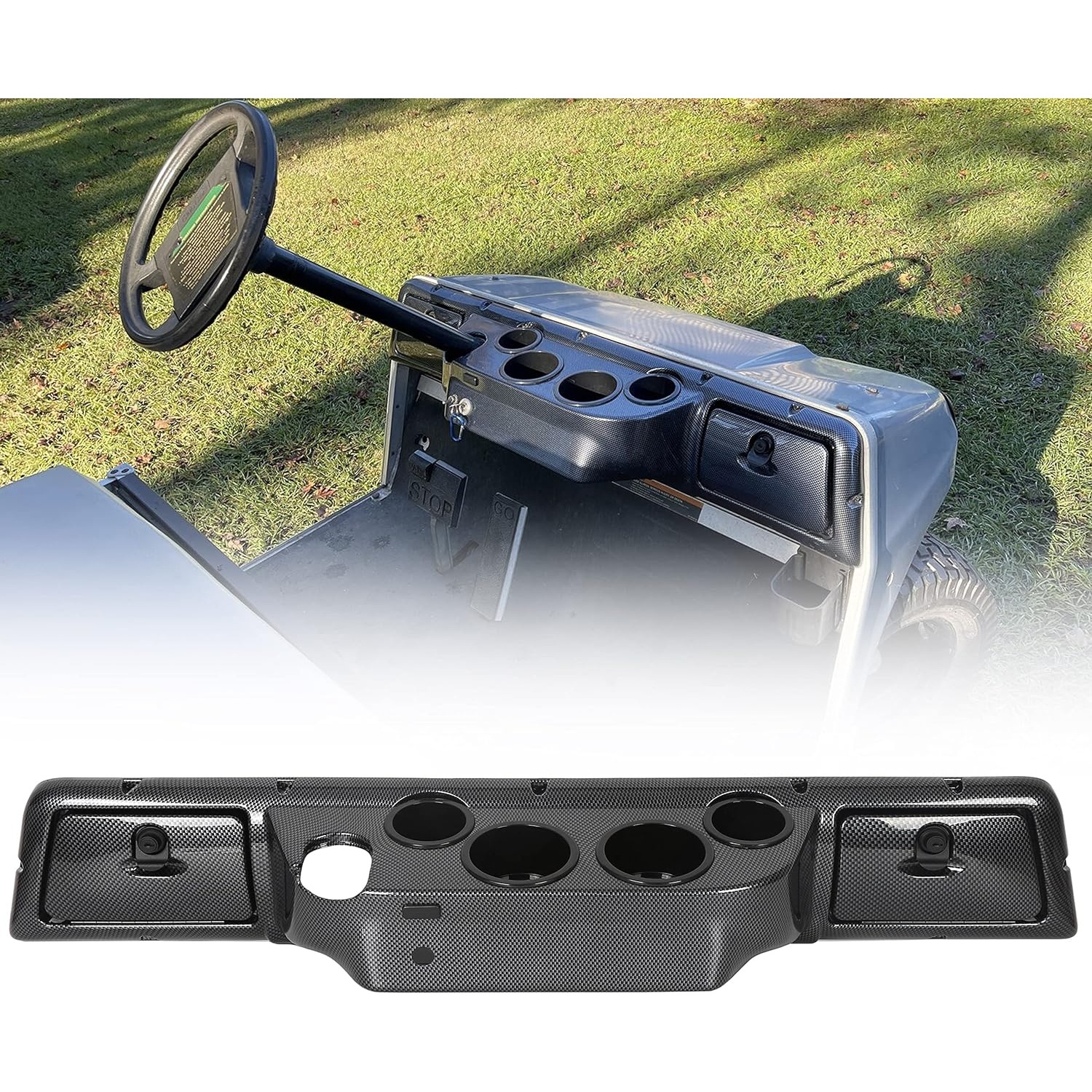 TEMU Golf Cart Dash Board Cover Assembly Carbon Fiber Style Compatible With 1982 And Car Cart
