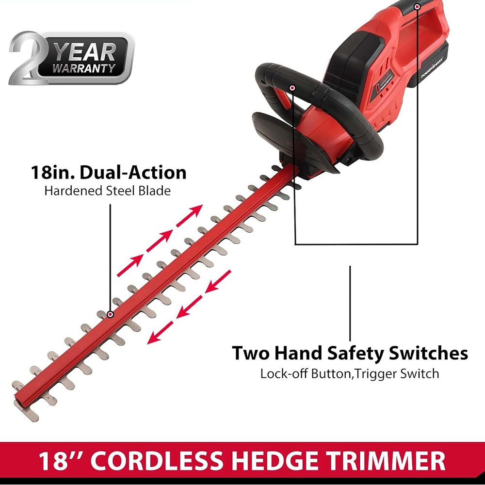 Electric Hedge Trimmer, 20V Cordless Bush Trimmer With 22" Blade, Ergonomic Lightweight Shrub Trimmer Hedge Cutter Grass Shear For Yard Lawn Garden