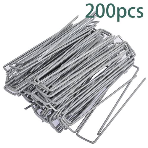 200 pack galvanized landscape ground nails stakes pins spikes pegs u shaped 6 11 gauge steel fit for securing barrier fabric landscape ground cover lawn
