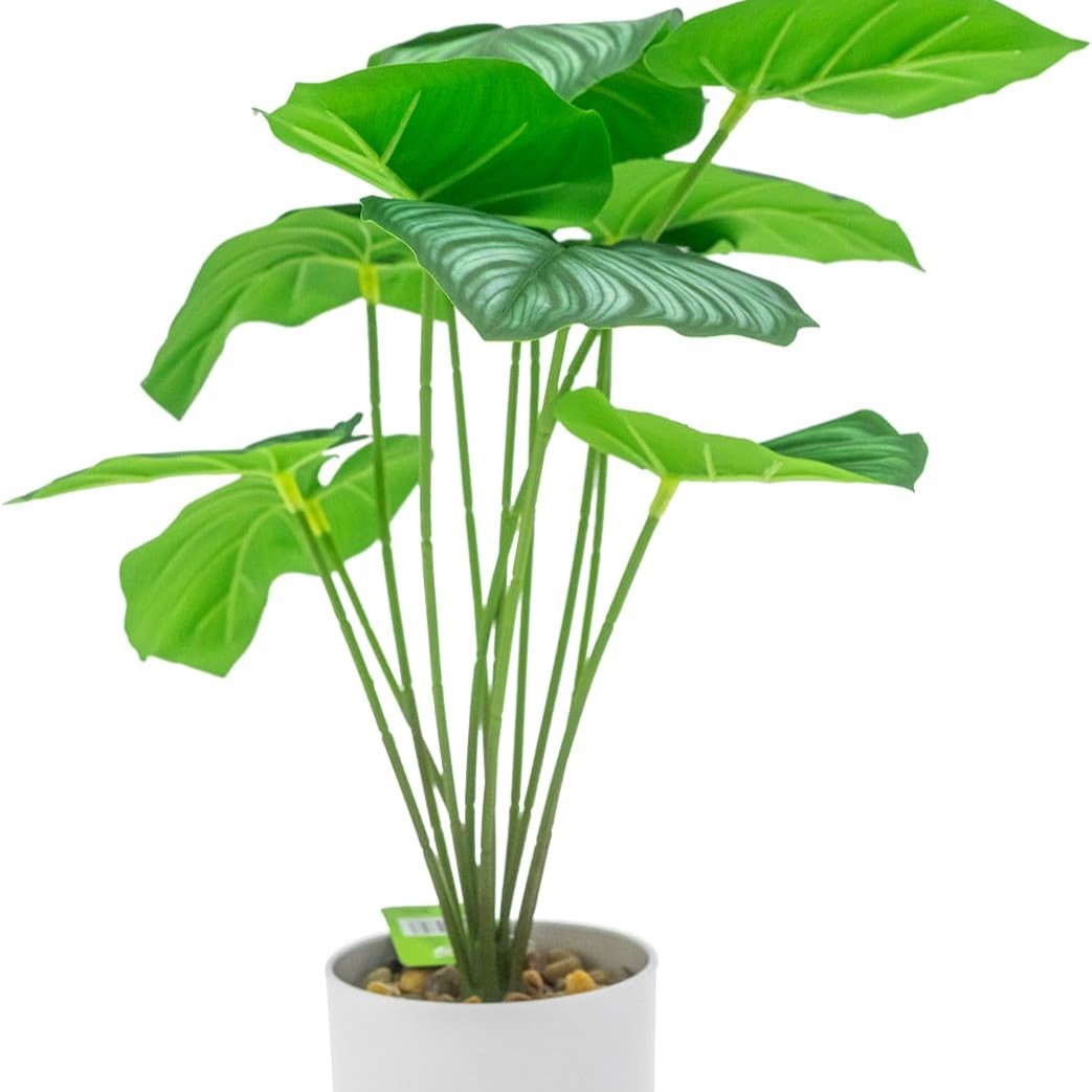 

Leaf Fake Plants Artificial Greenery Potted Plants For Home Decor Indoor Outdoor Office Table Room Farmhouse 16.4