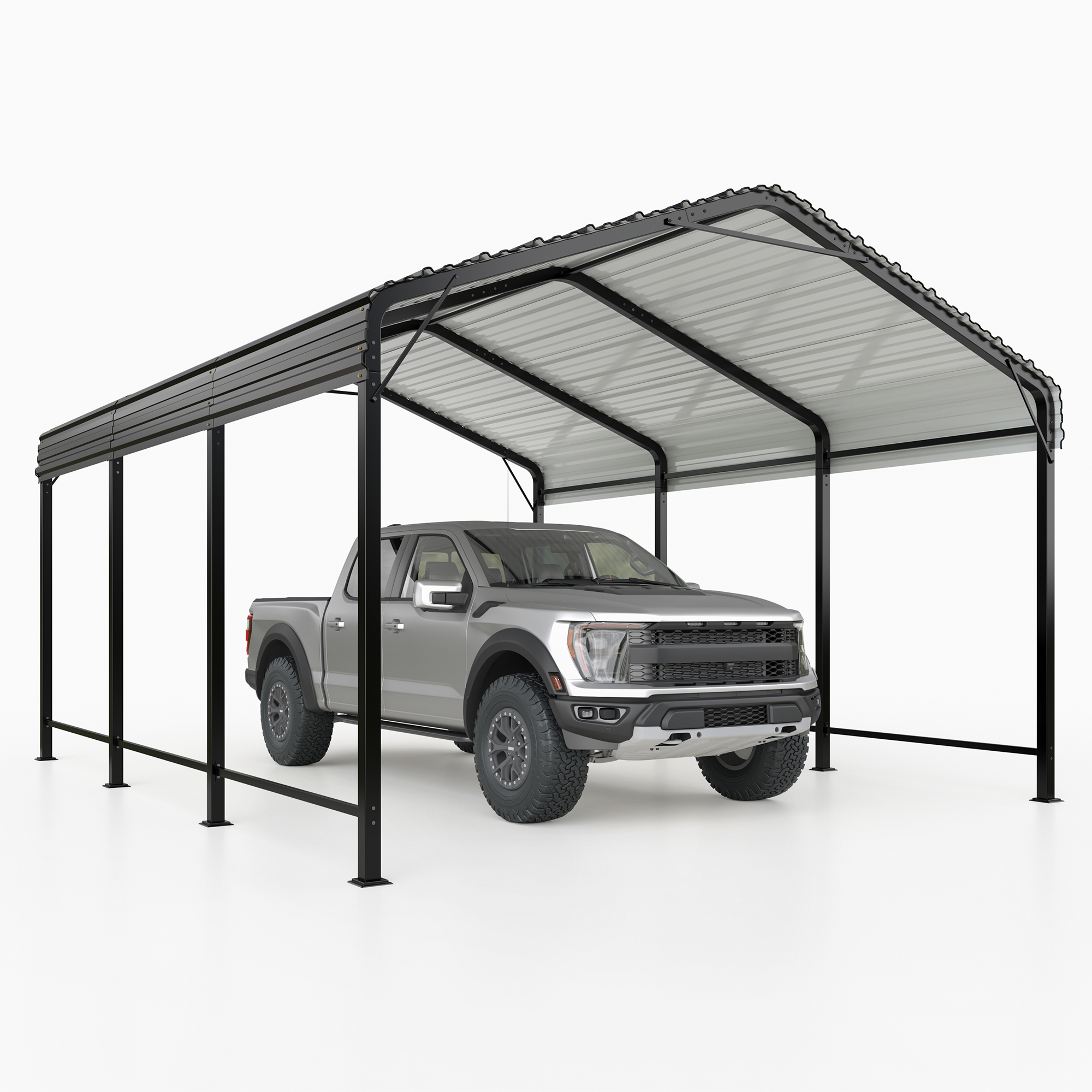 

Polar Aurora 10x15 Ft Metal Carport With Reinforced Base, Heavy-duty Outdoor Garage, Galvanized Car Shelter Suitable For Cars, Boats, And Trucks