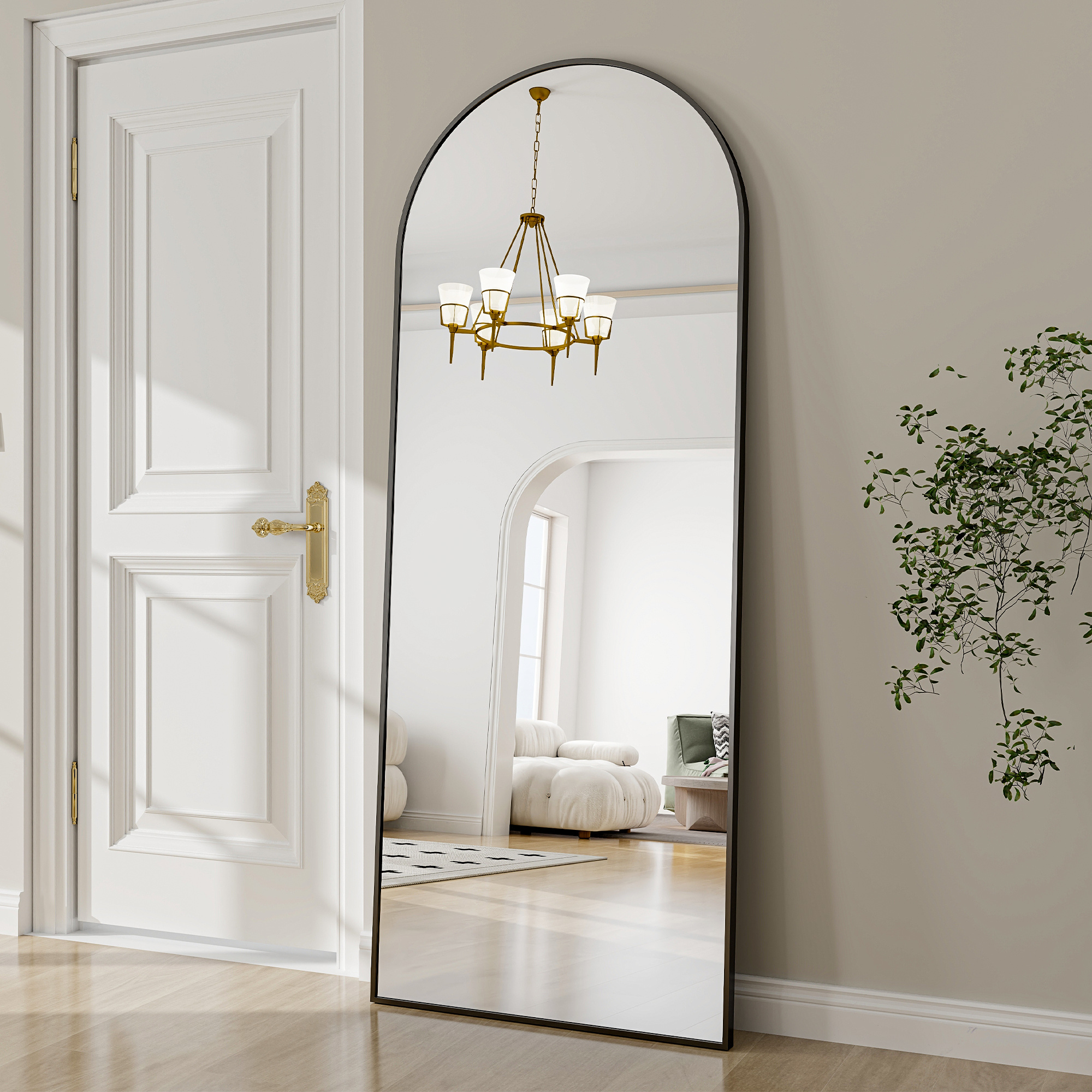 

64"x21" Arch Full Length Mirror, Wall Mirror Floor Mirror With Stand Hanging Or Leaning, Aluminum Alloy Frame Full Body Mirror For Bedroom, Dressing Room, Gold/black