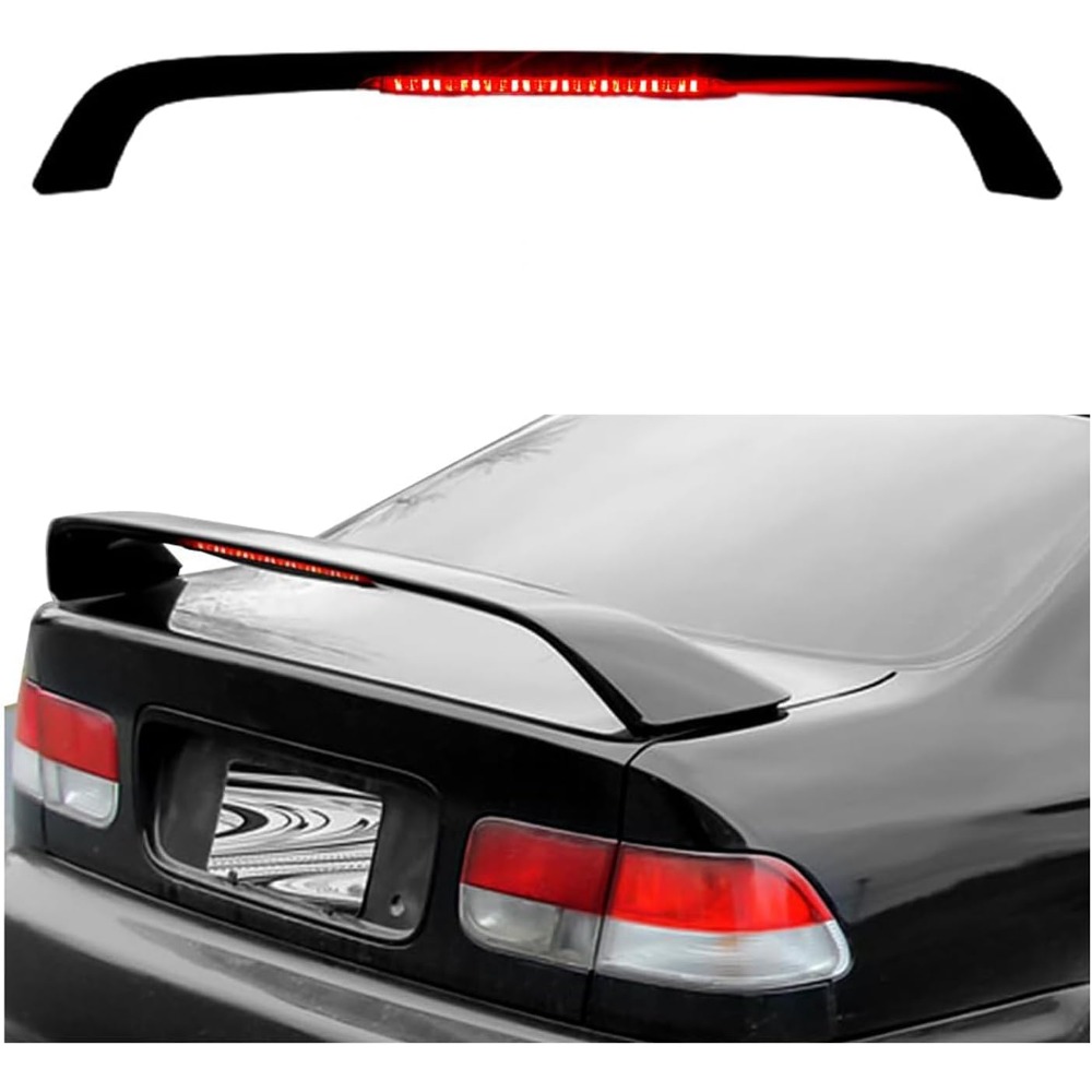 

Rear Trunk Lid Spoiler Compatible With 1996-2000 Honda Civic 2dr Coupe Brake Light Matte Black Abs Plastic Paintable Winglet