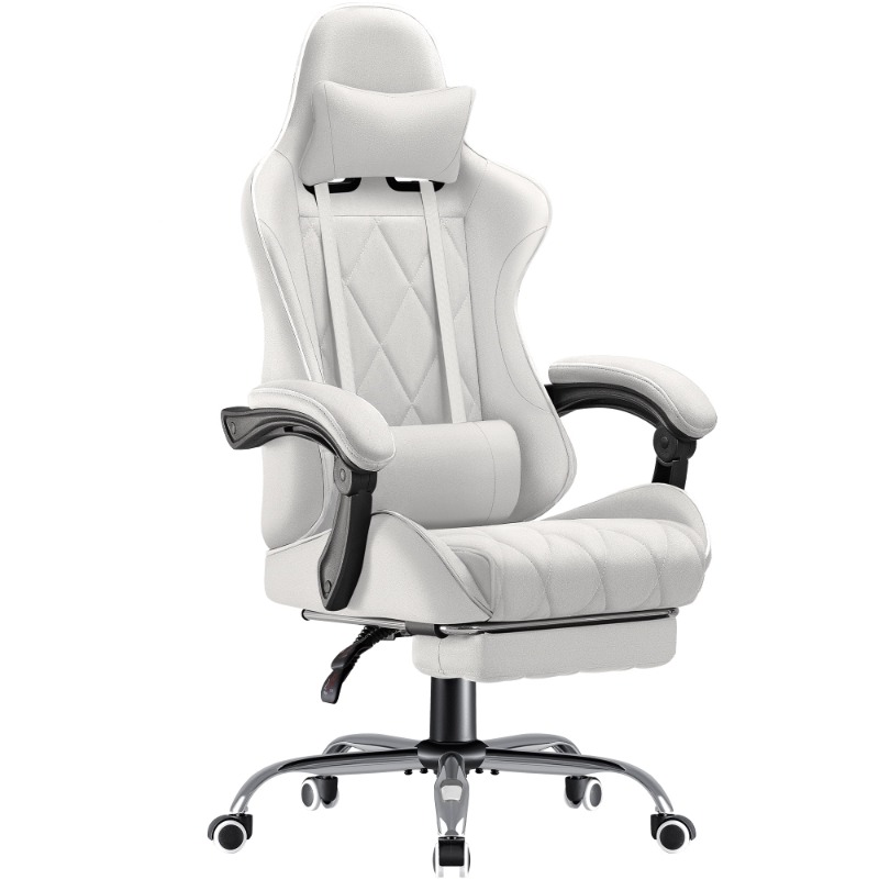 

Gaming Chair Fabric Computer Chair Massage Game Chair Chair With Headrest, Lumbar Support & Footrest