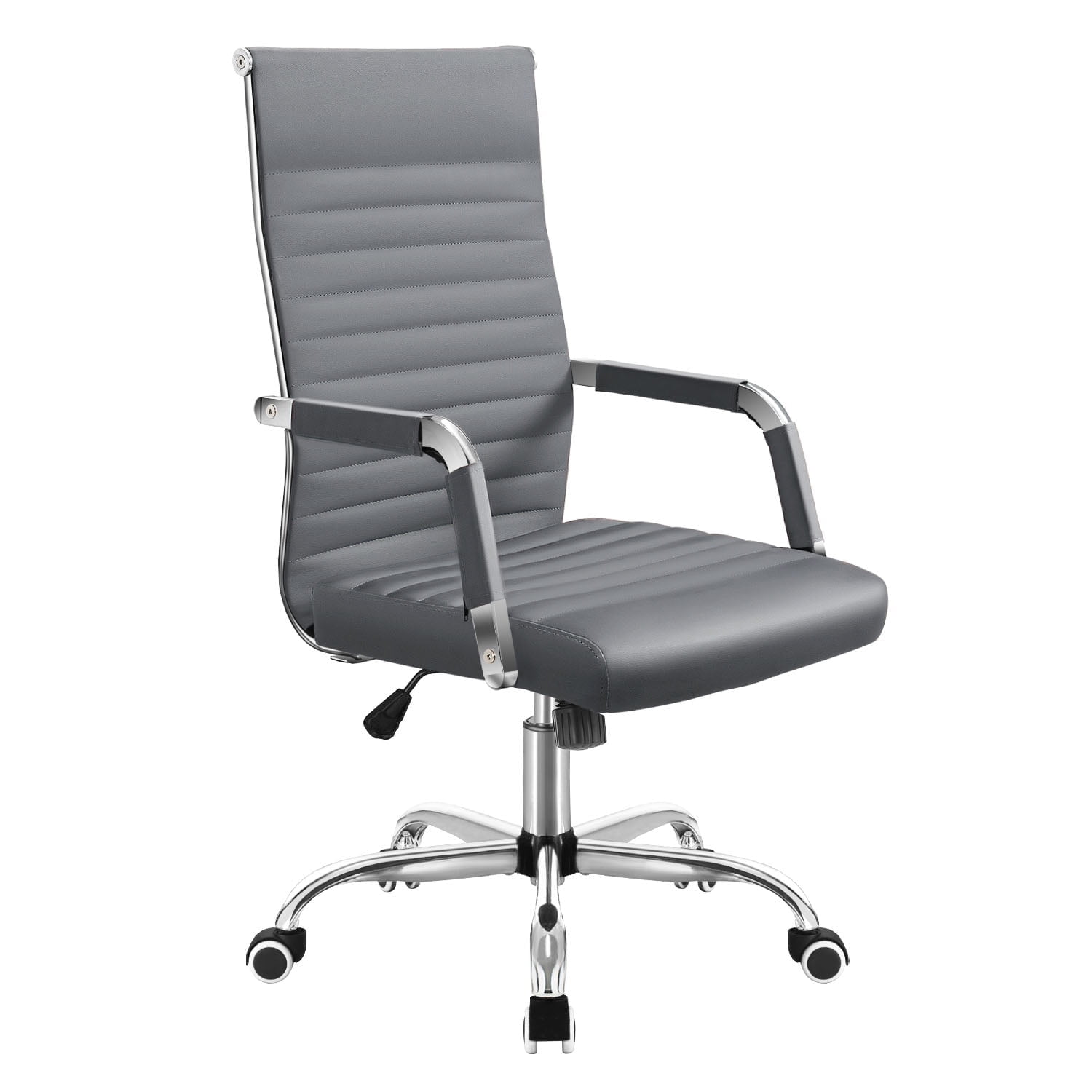 

Ribbed Office Chair High Back Pu Leather Executive Conference Chair Adjustable Swivel Chair With Arms