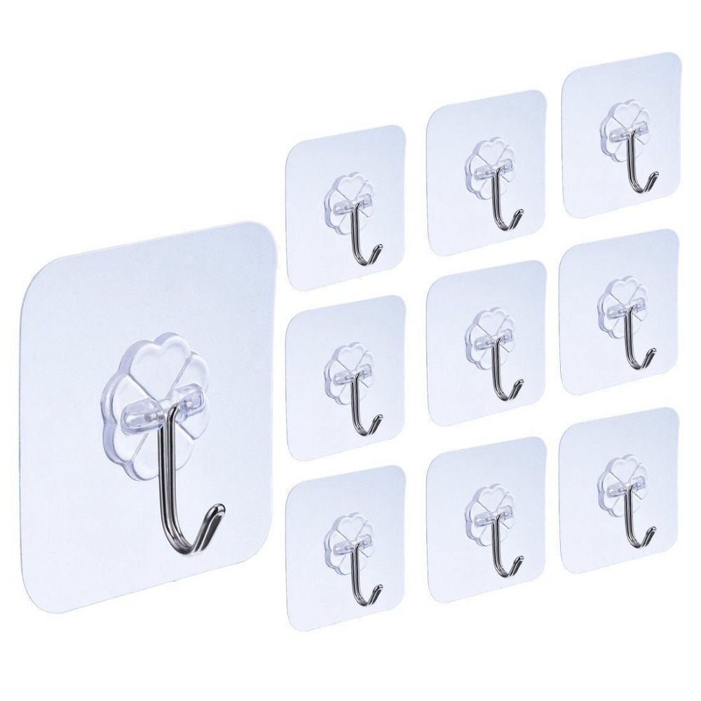 

Us 10-30pc Strong Transparent Self-adhesive Wall Hooks Hanger Kitchen Bathroom