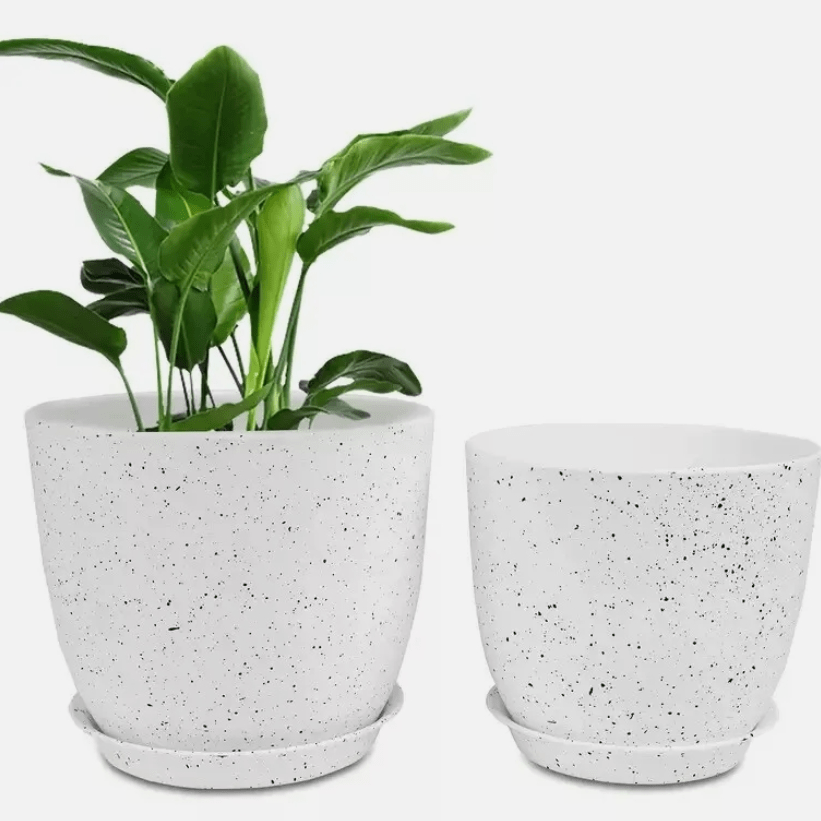 

Plant Pot, 8 And 7 Inches, 2 Pack, Large White Plastic Plant Pot, Modern Deco