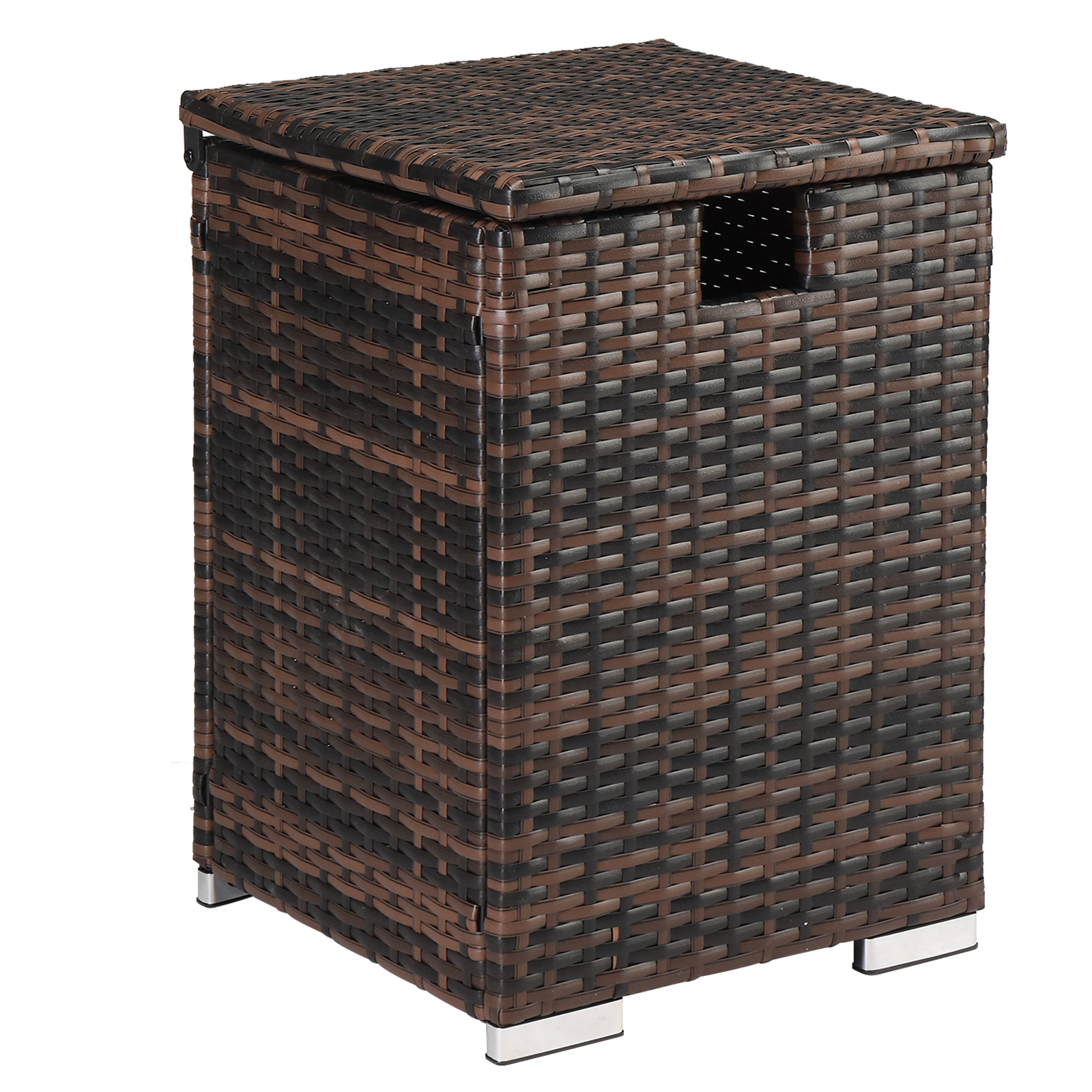 

Rattan Side Table Gas Bottle Storage Brown Gradient 40x40x57cm