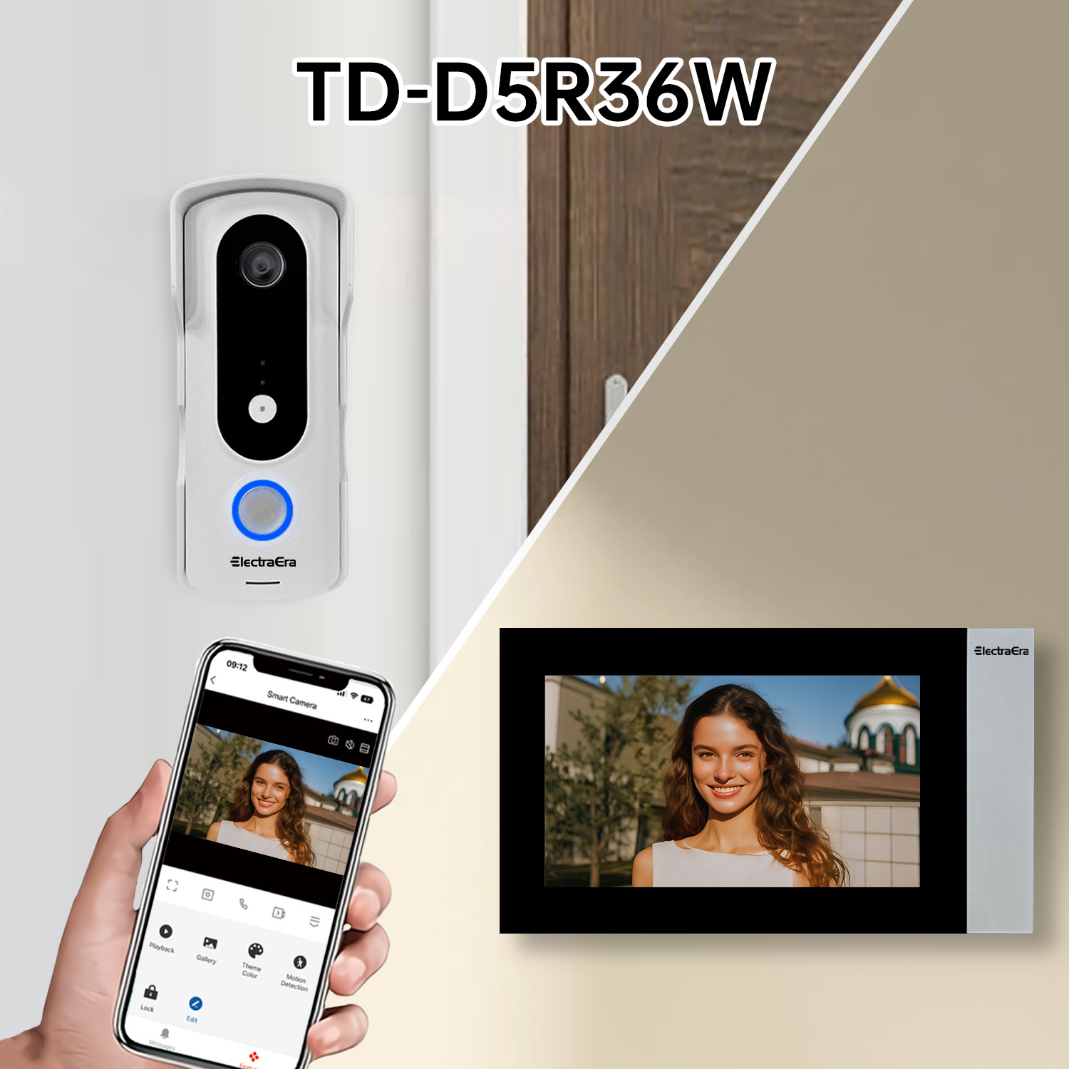 Wired Video Intercom System, Inches Video Doorbell Camera with Monitor,  Wired Video Door Phone HD Camera Kits Support Unlock, Monitoring, Dual-Way I
