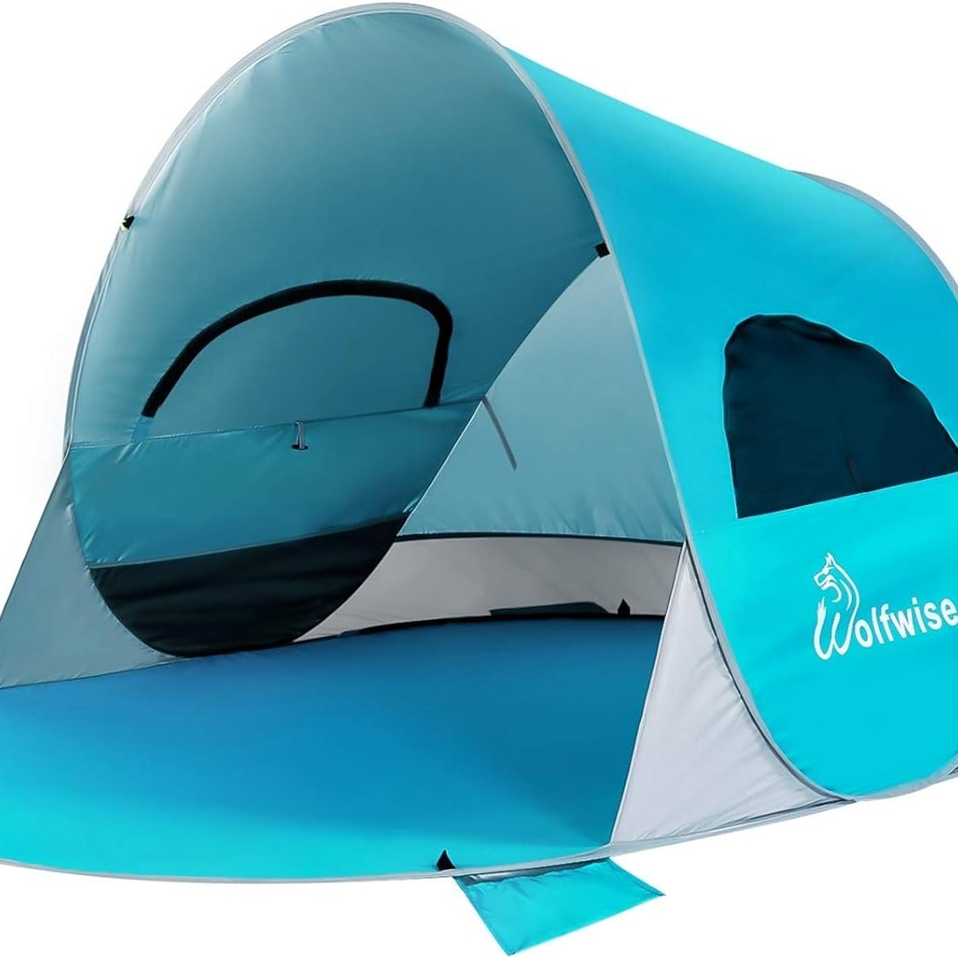 

Upf 50 Easy Pop Up 3-4 Person Beach Tent Sport Umbrella Instant Sun Shelter Tent Sun Shade Canopy