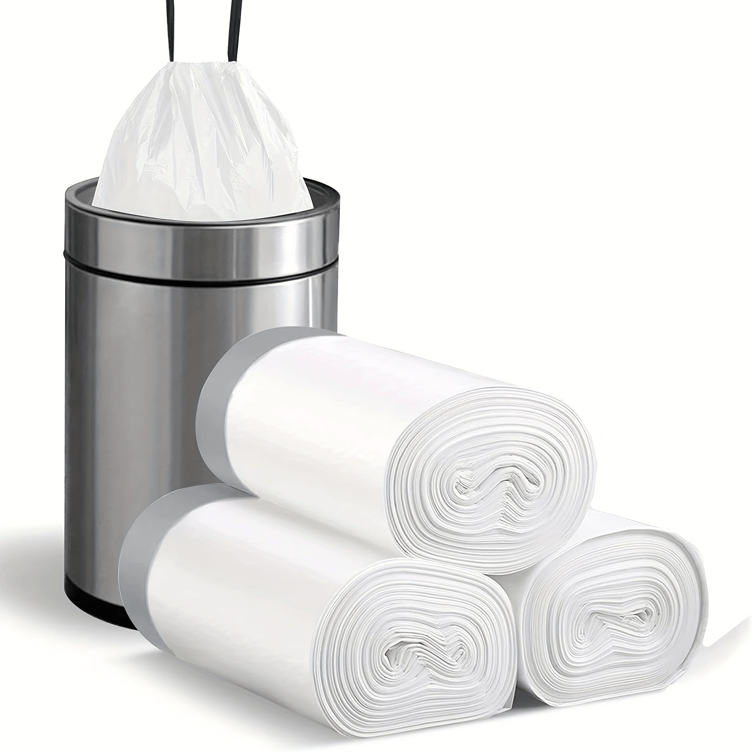 

45pcs/3rolls, Small Drawstring Trash Bags 4 Gallons, Plastic Garbage Can Trash Can Bags 15 Liters For Bathroom Restroom Bedroom Office Toilet