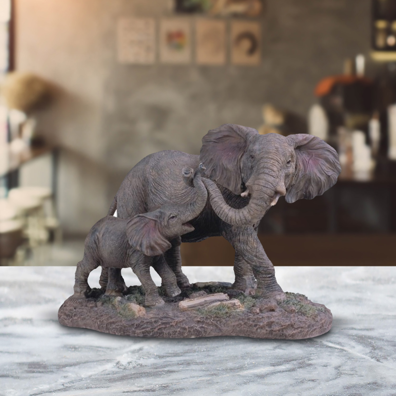 

9"h Elephant Mother And Baby With Trunk Up Figurine Statue Ornament Home/room Decor And Perfect Gift Ideas For House Warming, Holidays And Birthdays Great Collectible Addition