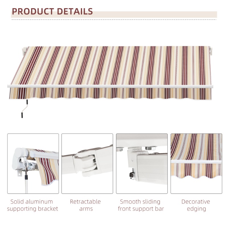 Retractable Awning Patio Awnings Sunshade Shelter W Manual - Temu