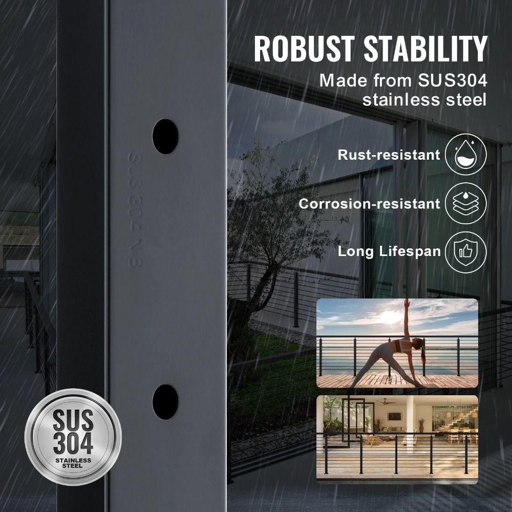 Cable Railing Post Steel Horizontal Hole Deck Railing Post Temu