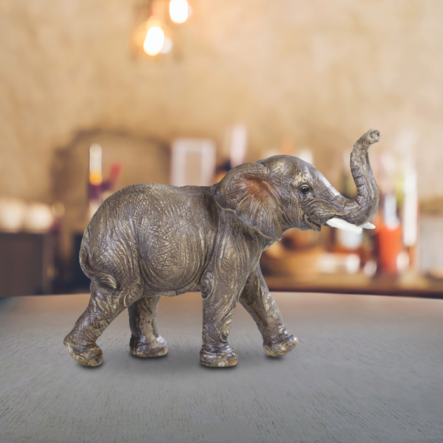 

6"w Wildlife Baby Elephant Cub With Trunk Up Figurine Statue Ornament Home/room Decor And Perfect Gift Ideas For House Warming, Holidays And Birthdays Great Collectible Addition