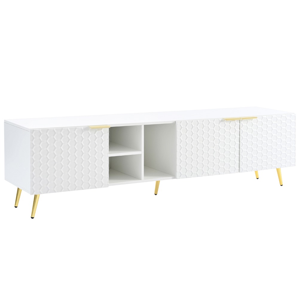 Modern Minimalist Geometric Tv Stand Metal Handles Gold Legs - Temu