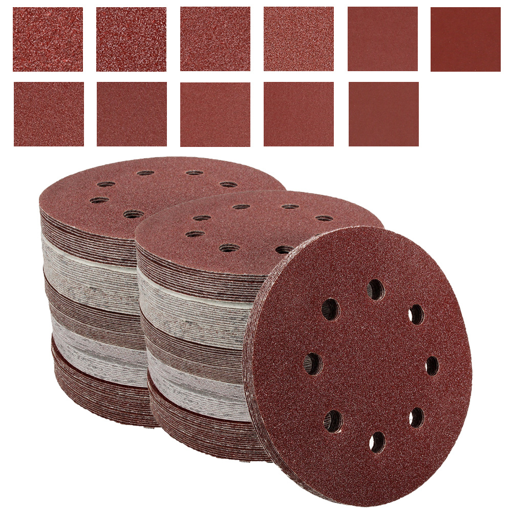 

110pcs 5 Inch 8 Hole Sanding Discs Hook And Loop Sandpaper 40-1000 Assortment Grit Sand Paper For Orbital Sander