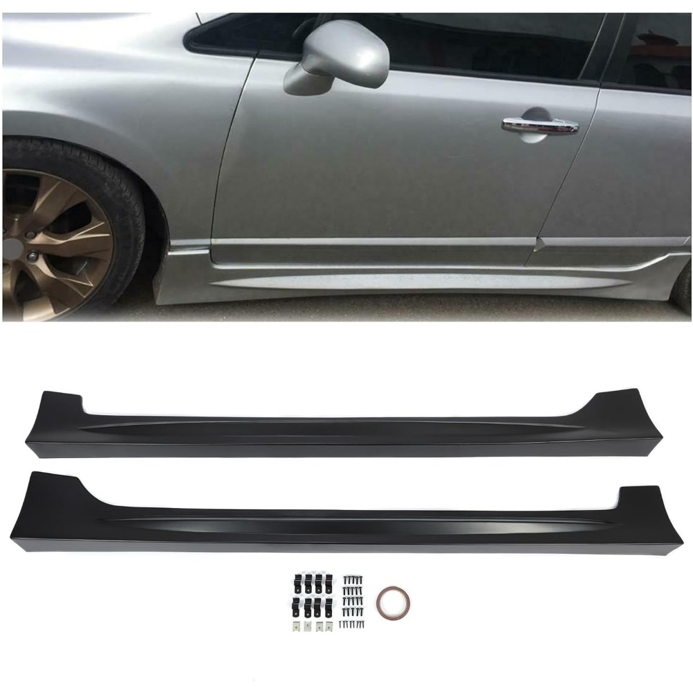 TEMU Side Skirts Replacement Compatible With 2006-2011 For 4 Door Sedan Rocker Panels Guard Side Extension Splitter Black