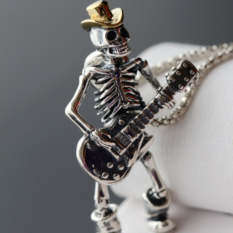 

1pc & Roll Skull Guitar Pendant Necklace – , Jewelry For | & Unique For