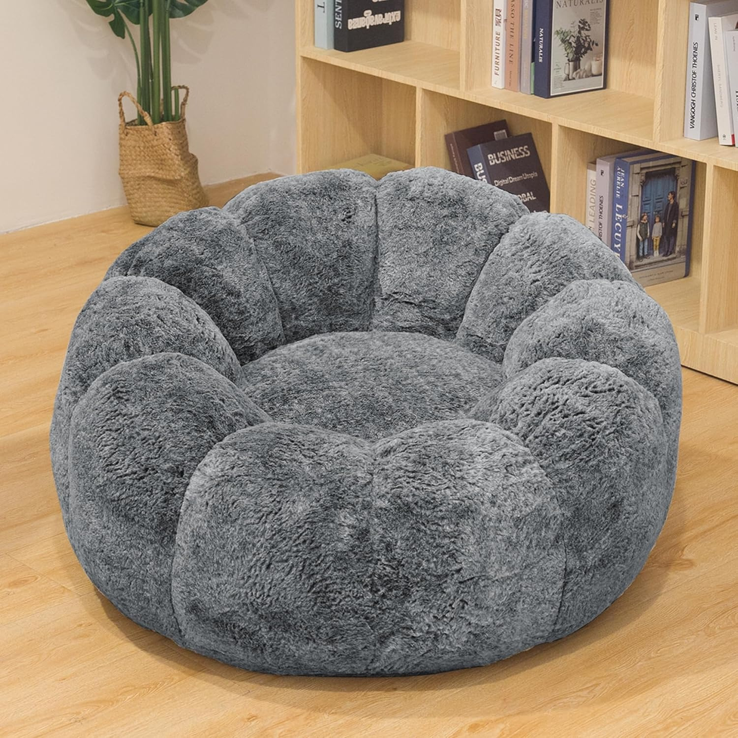 

Bean Bag Chair, Fur Bean Bag Chairs With Filler, Bean Bag Chair With Low Back Support And Armrest, Fluffy Bean Bag Chair With Structure For Small Space, Bedroom, Living Room