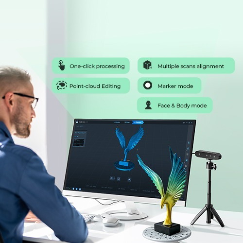 Creality CR-Scan Ferret SE 3D Scanner Anti-Shake Tracking 24-Bit Full Color Up to 0.05mm 30fps Scanning Speed 150-2000mm