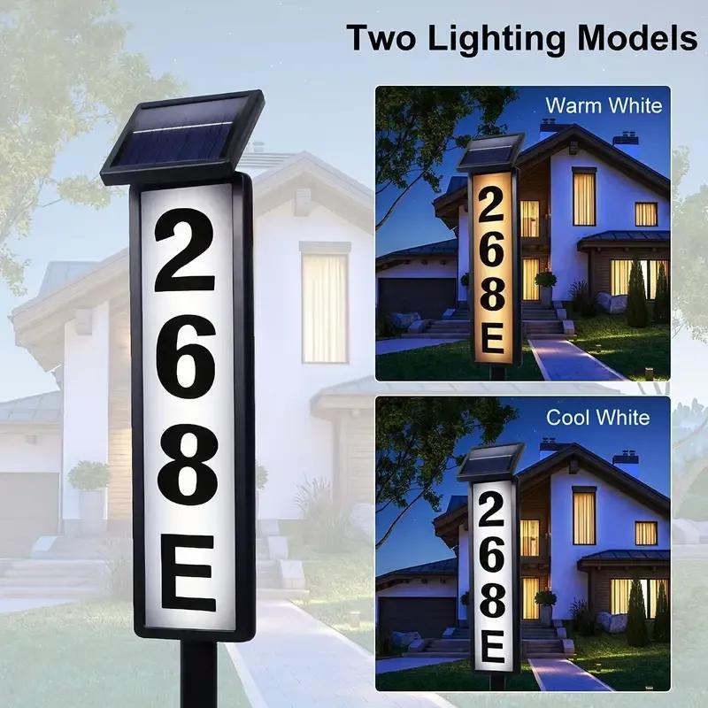 

Solar Sign, Home Address Identifier, Smart Light-controlled Automatic Night , Adjustable Cool And , Suitable For Home, Mailboxes, Commercial Places, And , Waterproof Rating Ip44.