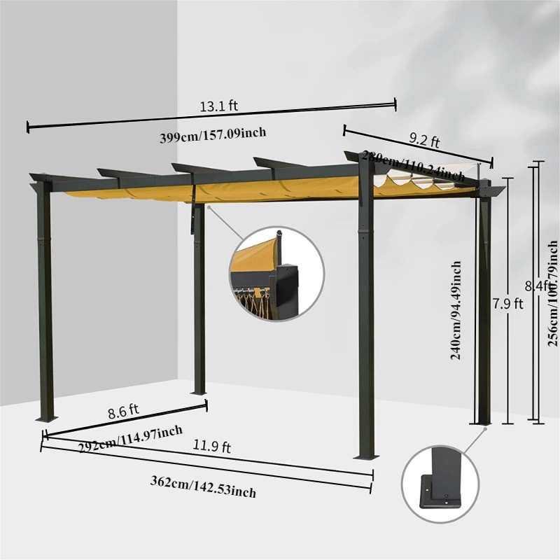 Outdoor Retractable Pergola Weather resistant Sun Shade - Temu